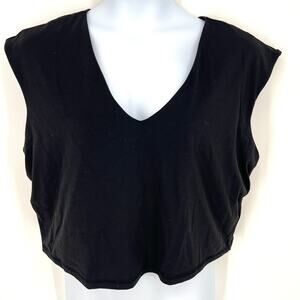 Athleta Womens Vita Free Black Cropped Stretch V-Neck Tee Size 2X